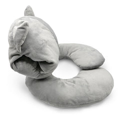 Glow in the dark Blanket, Moon Stars & Cat Neck Pillow-Gray