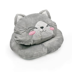 Glow in the dark Blanket, Moon Stars & Cat Neck Pillow-Gray